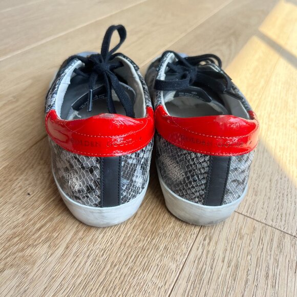 GOLDEN GOOSE - Grey & Red Python Superstar Sneakers - Picture 7 of 8
